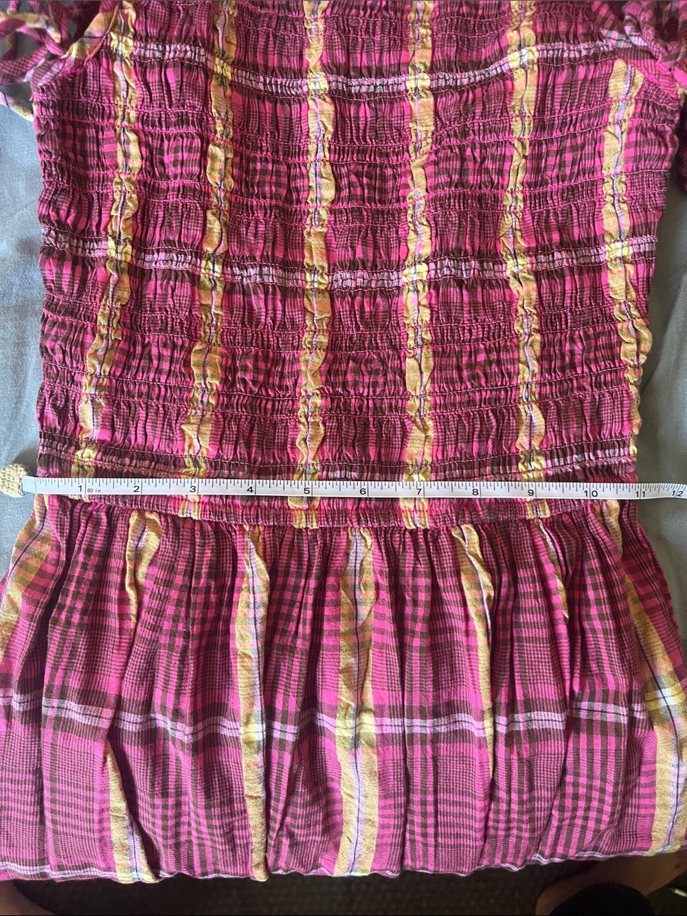 Damson Madder Becca Plaid Smocked Midi Dress - Picture 9 of 9